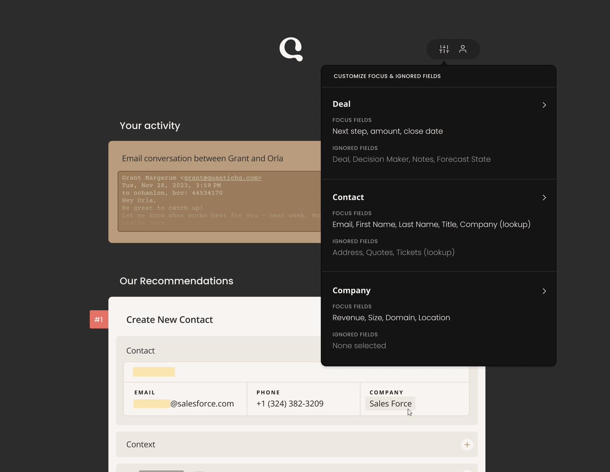 Quantic dark theme home