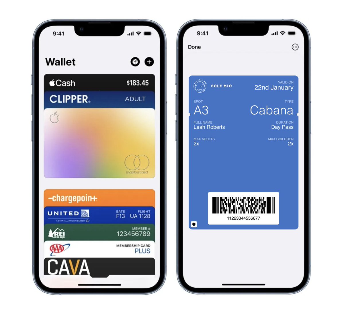 Sole Mio Apple Wallet pass